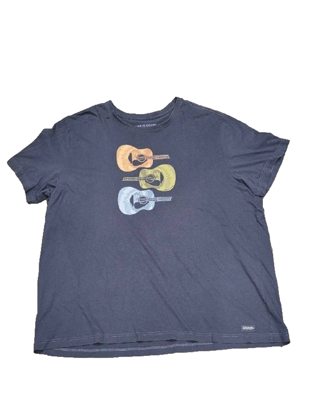 Life is Good Y2K Tie Dye Guitars Short Sleeve Tee Darkest Blue XXXL A005421